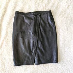 Leather midi skirt